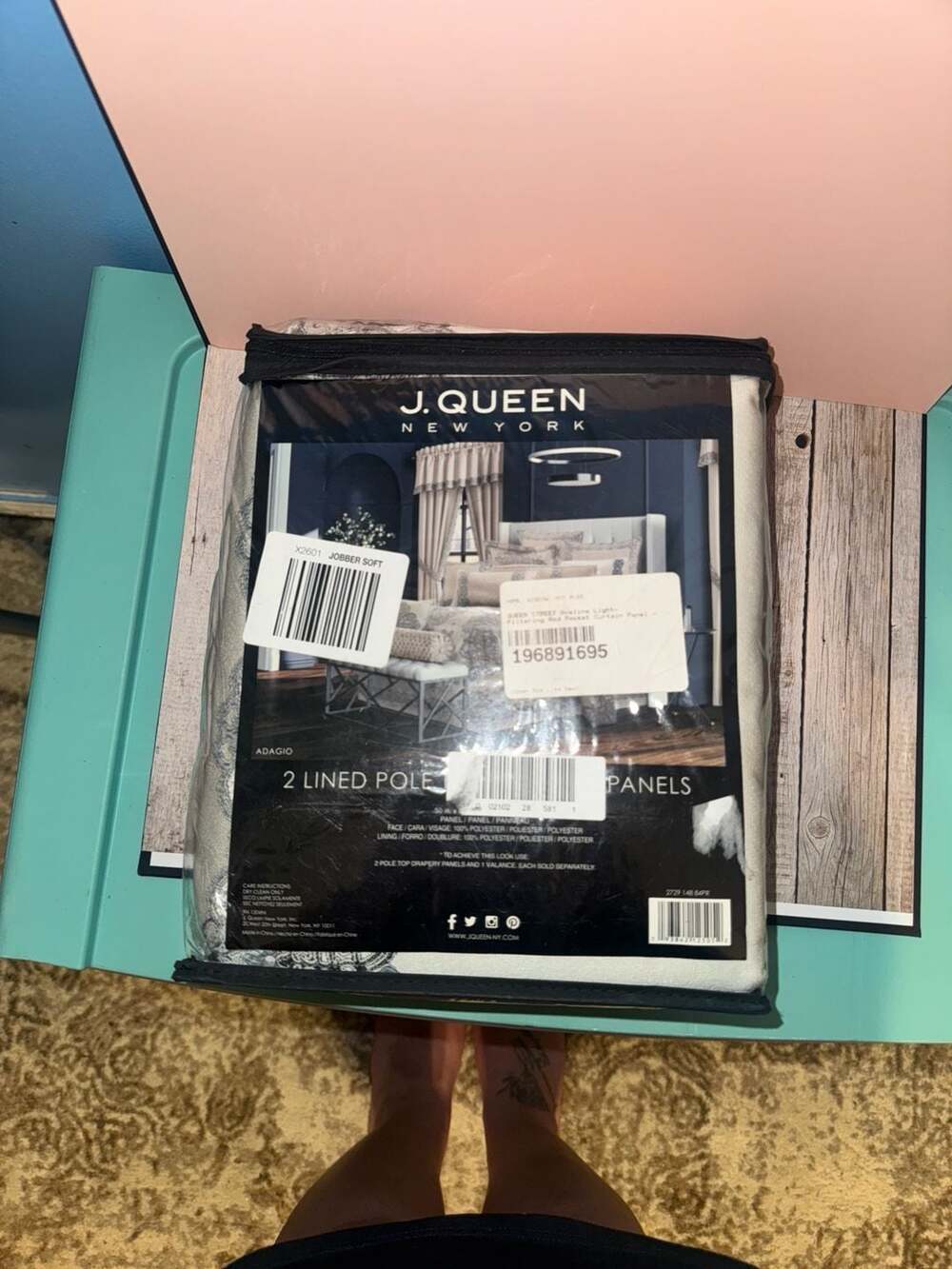 J. Queen New York Adagio 2 Lined Pole Top Drapery Panels 50x84" Set - Picture 2 of 4